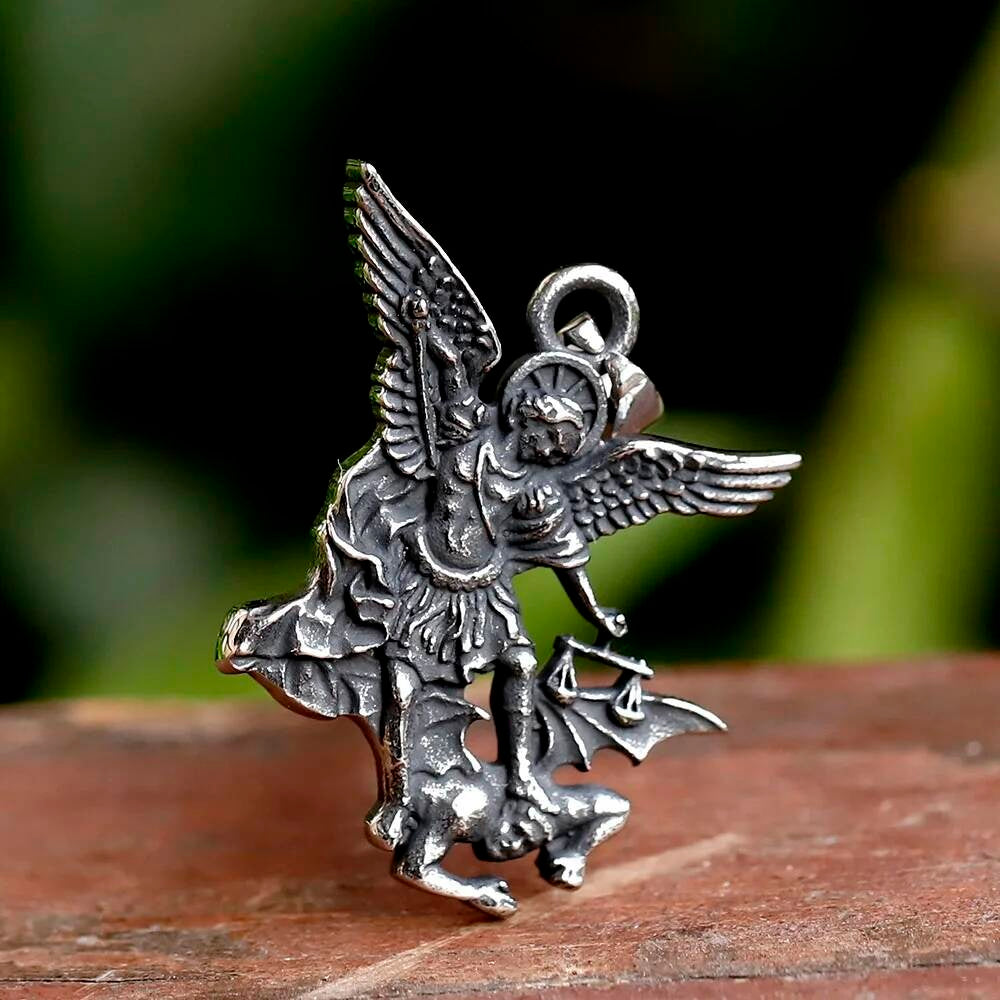 St. Michael the Archangel Pendant – Stainless Steel Guardian Angel Necklace