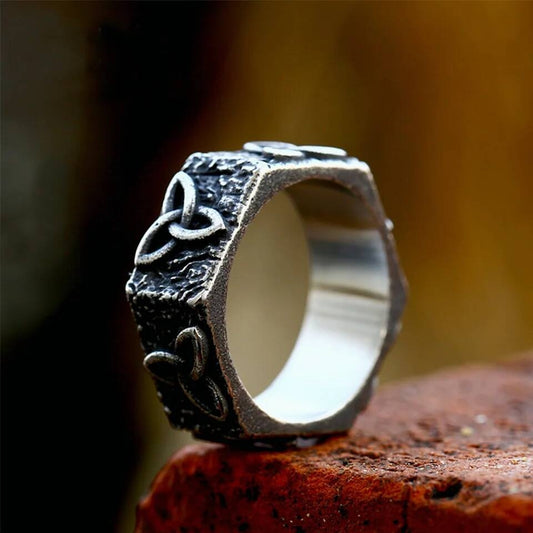 Viking Knot Amulet Ring - Stainless Steel Celtic Punk Biker Jewelry Unisex