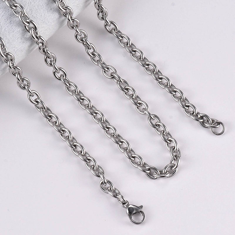 1Pc Width 1.5mm-6mm Stainless Steel Cross O Chain For Women Men DIY Jewelry Thin Bracelet Necklace
