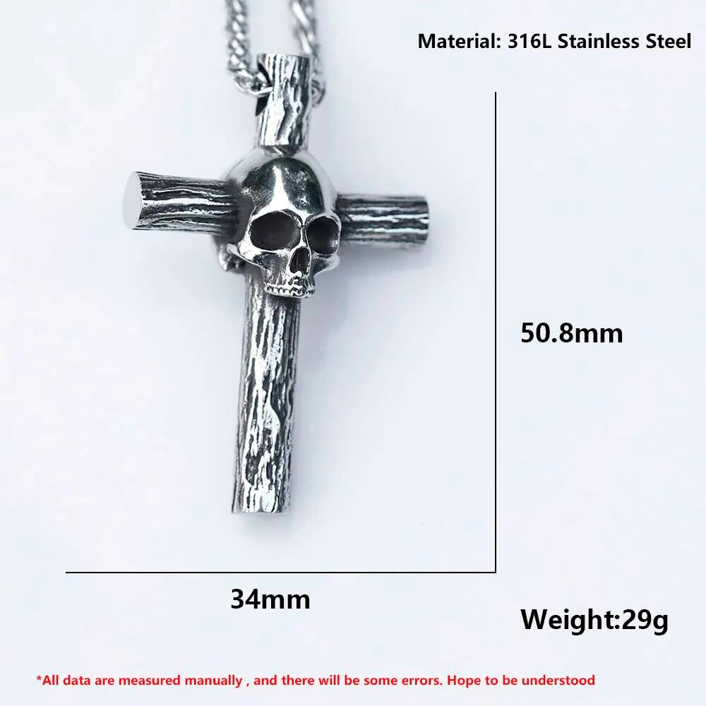 Skull Cross Pendant – Gothic Stainless Steel Necklace