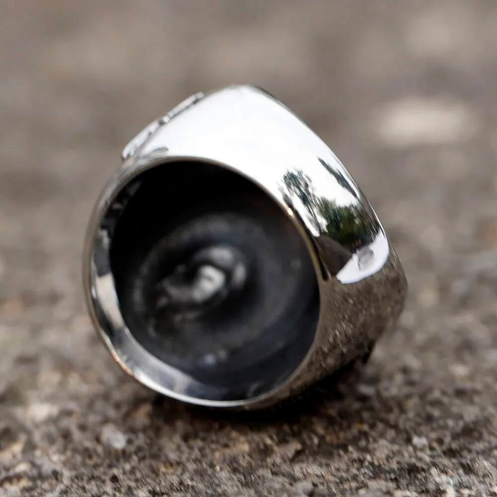 Blue Stone Gothic Ring – 316L Stainless Steel Biker Statement Band