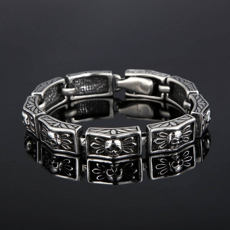 12mm Skull Bone Men's Bracelet Charm Jewelry Stainless Steel 316L
