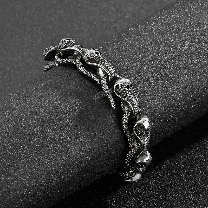 Stainless Steel 316L Vicious Cobra Snake Bracelet For Men