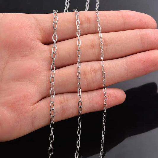Wholessale 10 pcs/lot Stainless Steel Tiny Shape O Long Cross Chain Necklaces For DIY Pendant Necklace Length 40cm -90cm