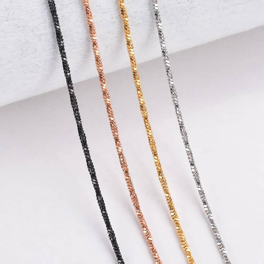 1 piece Width 1.2mm Tiny Twisted Square Snake Chain Stainless Steel Choker Necklace For Women Collier