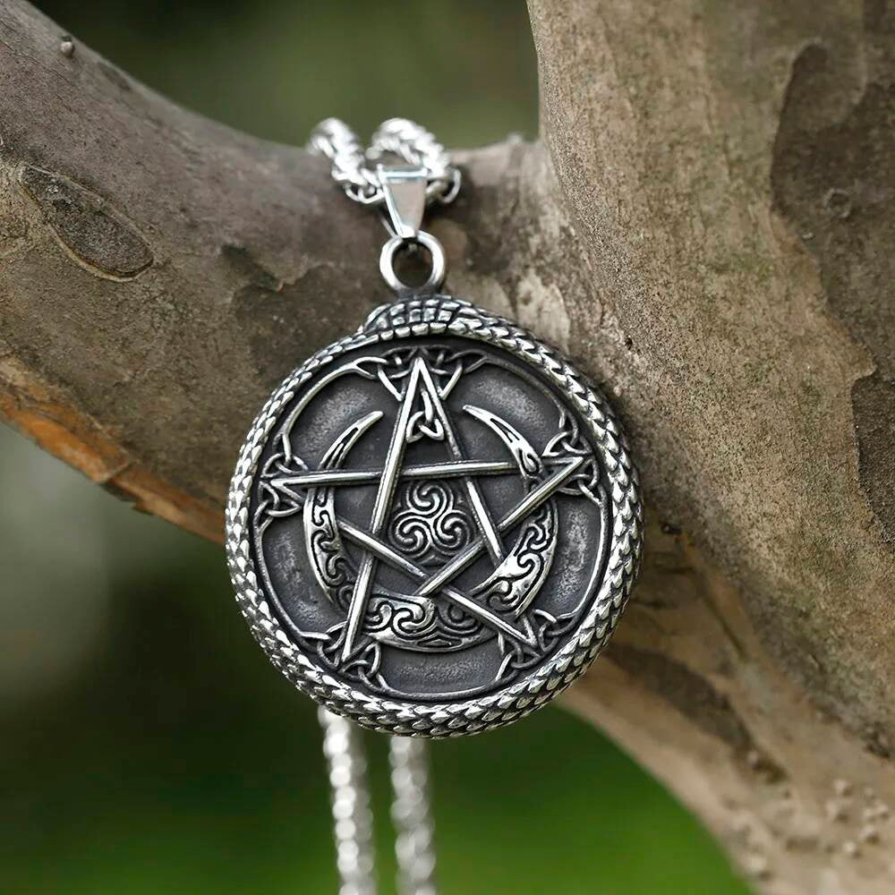 Men's 316L Stainless Steel Runes Snake Necklace Viking Punk Gift
