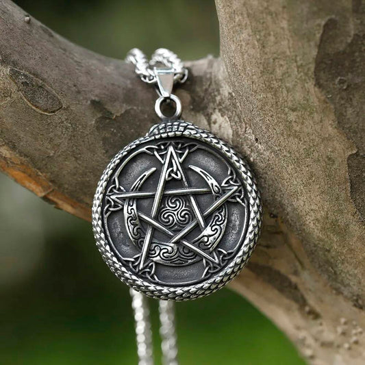 Men's 316L Stainless Steel Runes Snake Necklace Viking Punk Gift