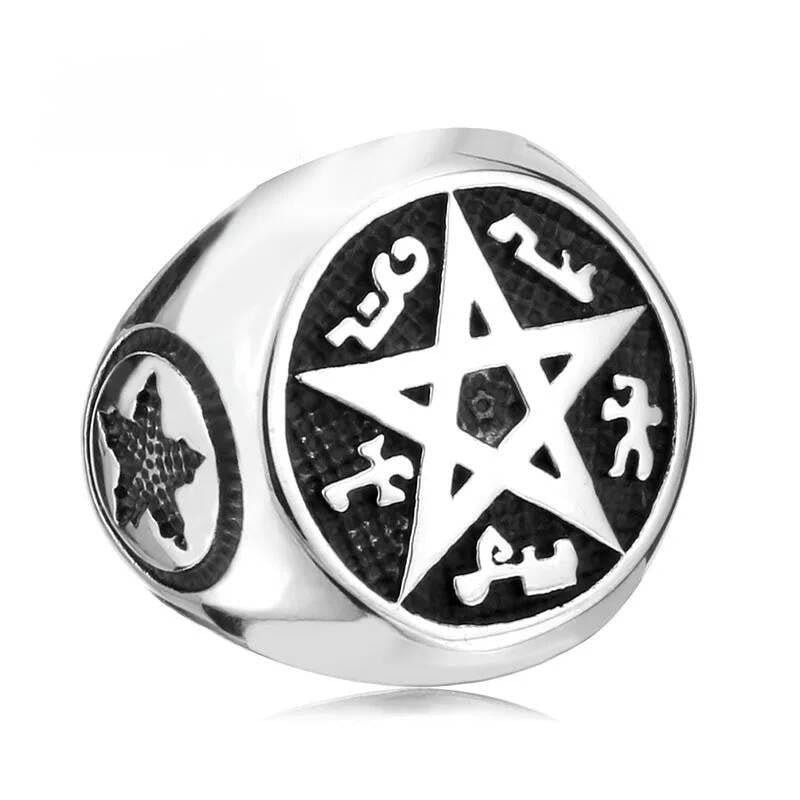 Pentagram Symbol Ring – 316L Stainless Steel Talisman Band