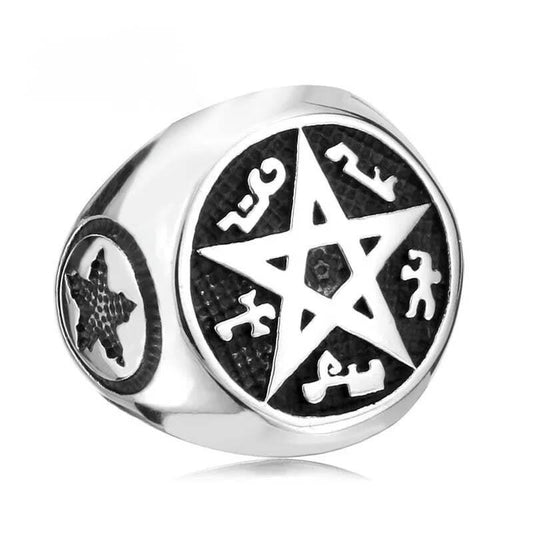 Pentagram Symbol Ring – 316L Stainless Steel Talisman Band