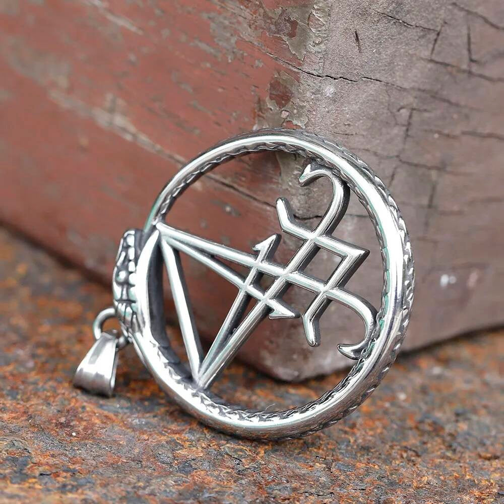 316L Stainless Steel Lucifer Snake Sigil Ring Pendant Gothic Occult Jewelry Gift