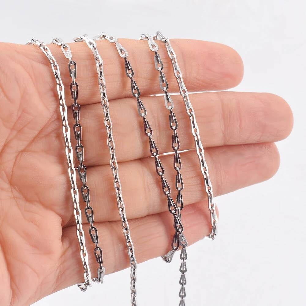 1Pc Width 2.4mm Stainless Steel Hip Hop Necklace Bali Chain for Mem Women Fashion Jewelry