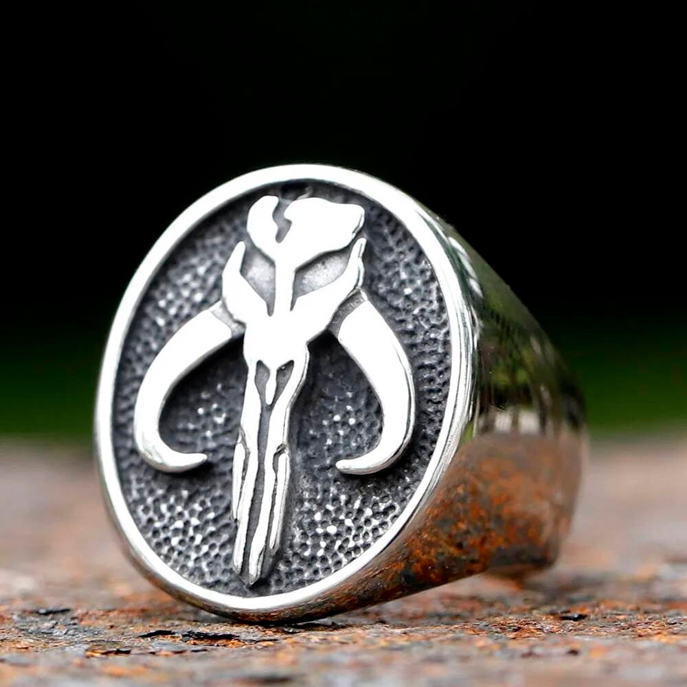 Tribal Warrior Emblem Ring – Stainless Steel Signet Skull Symbol Jewelry As Shown
