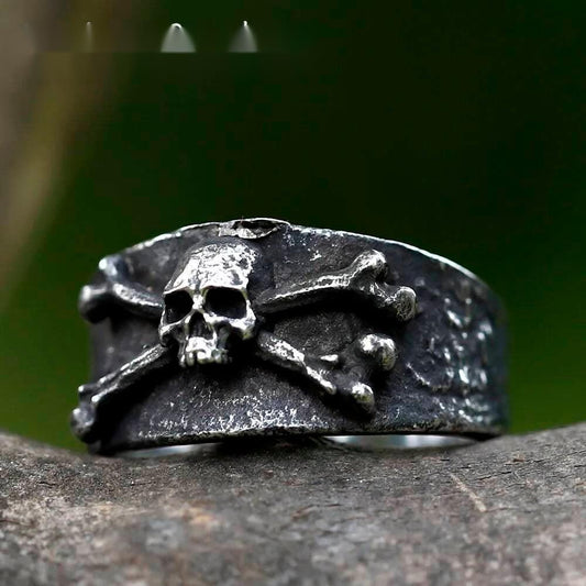 Ægishjálmur Skull Ring – Vintage 316L Stainless Steel Norse Amulet Band