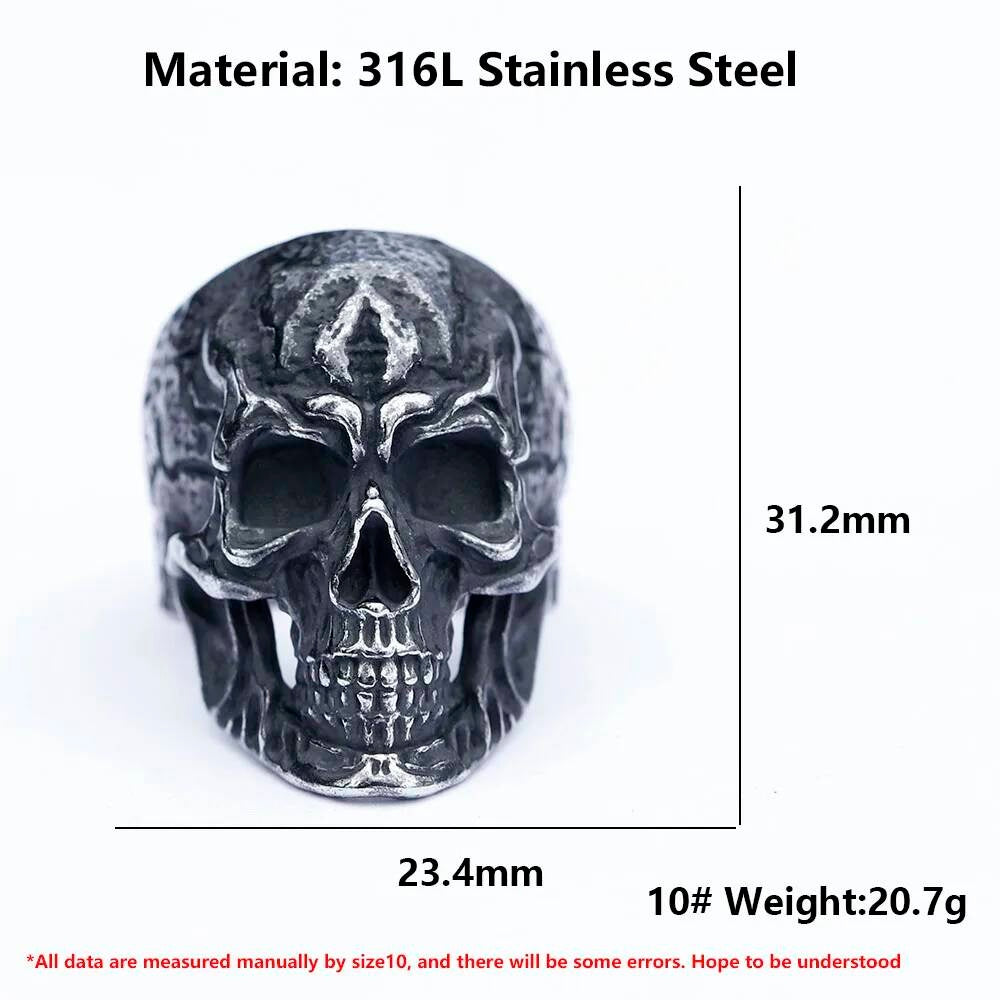 Vintage Fashion Skull Ring For Teens Gothic Punk Biker