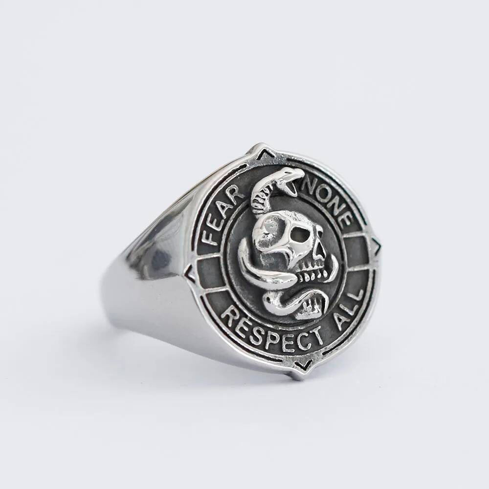 Viking Skull & Serpent Ring – 316L Stainless Steel Gothic Motorcycle Jewelry