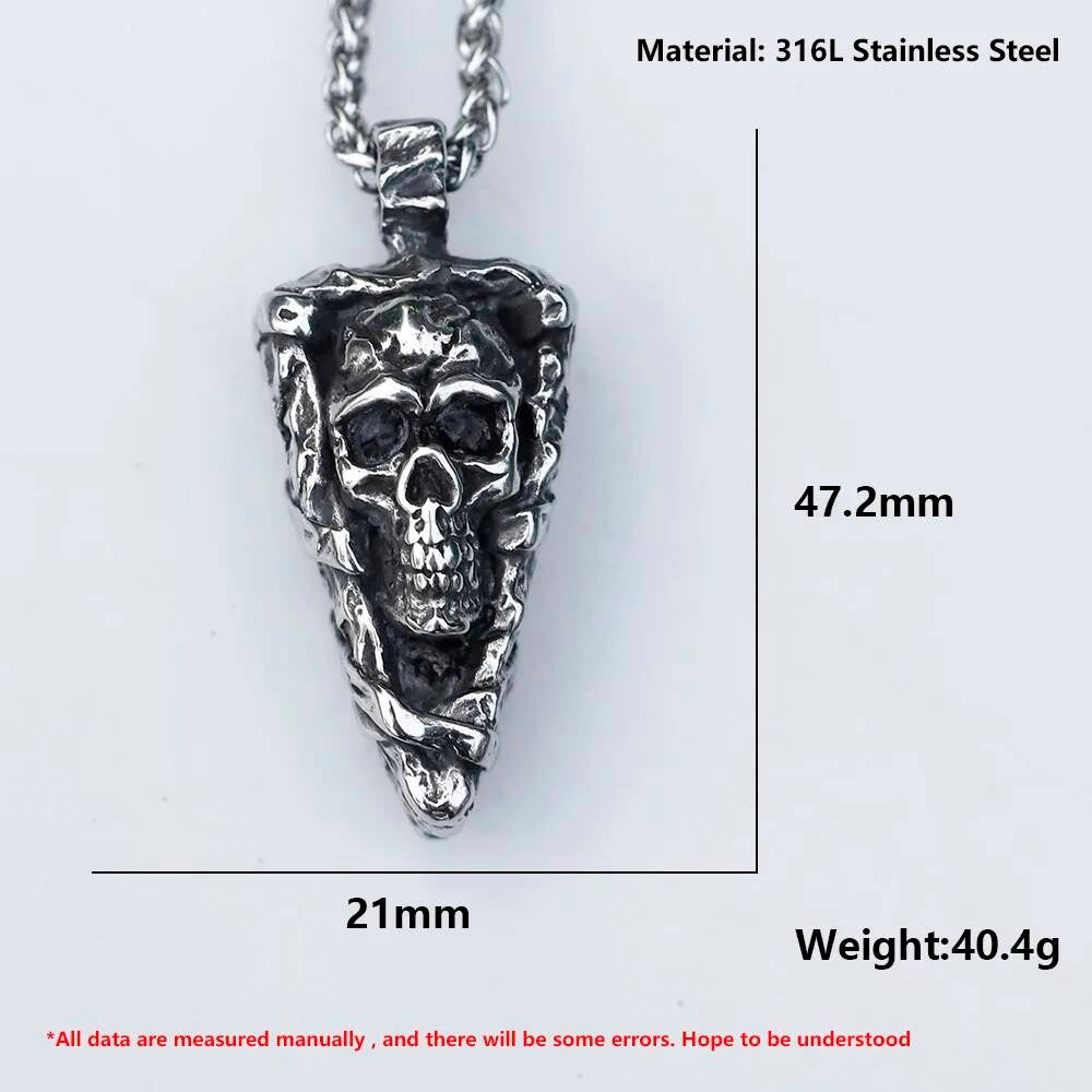 Cursed Skull Pendant – Silver Gothic Skull Wrapped in Ropes Necklace