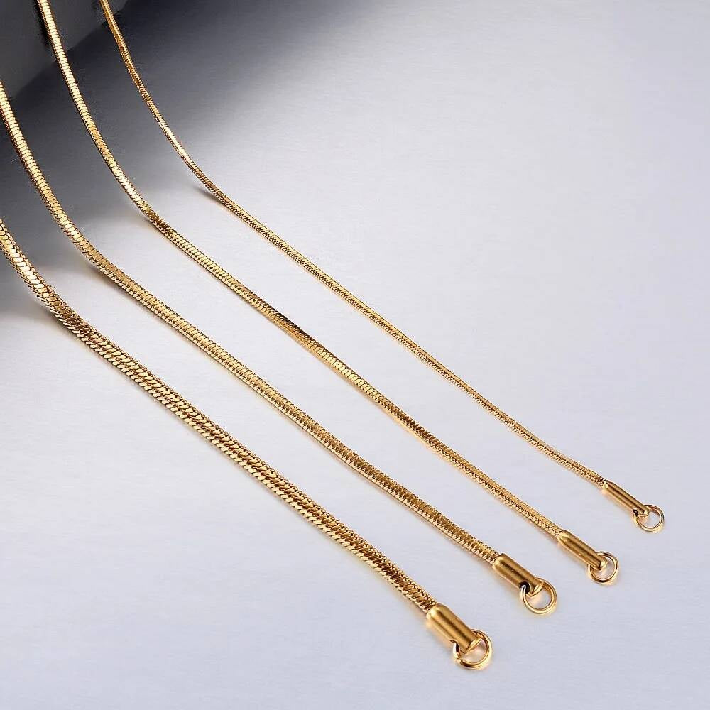 1 piece Width 0.9mm/1.2mm/1.5mm Gold Color Square Snake Chain Men Women 316 Stainless steel Necklace Jewelry