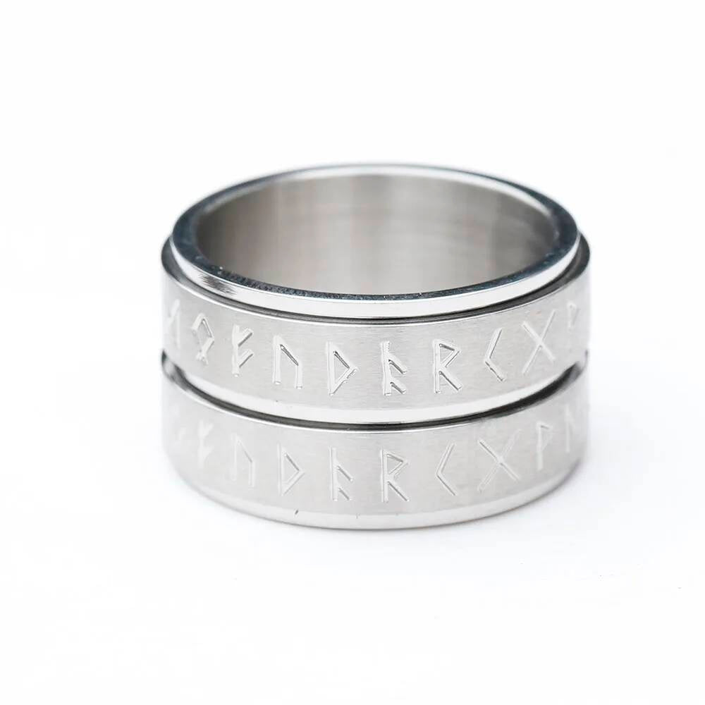 Rotatable Viking Rune Spinner Ring – 316L Stainless Steel Multicolor Band B