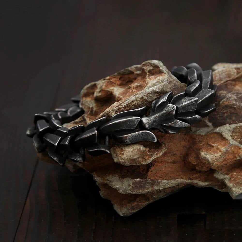 Gothic Armor Chain Bangle – Stainless Steel Warrior Bracelet