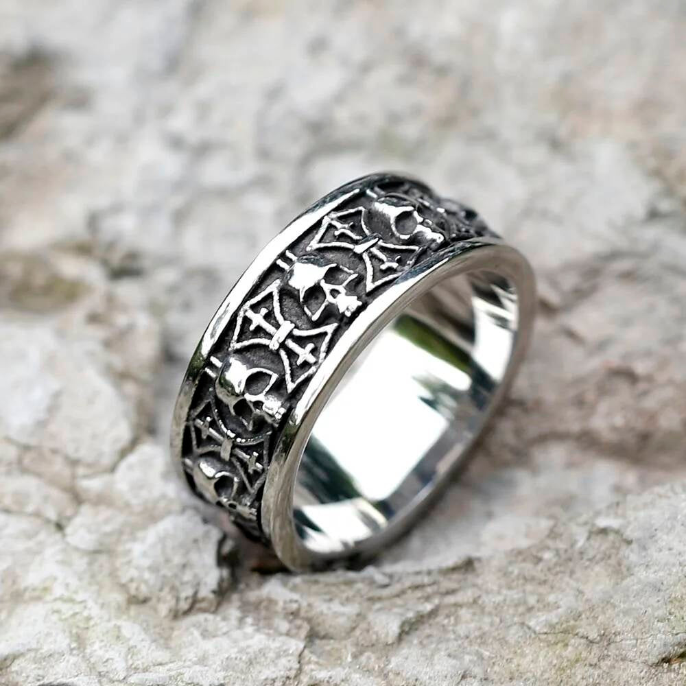 Ares Skull Ring - Viking War God Stainless Steel Gothic Jewelry for Men
