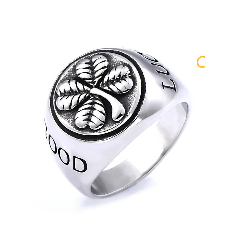Maple Leaf Signet Ring - Stainless Steel Hip Hop Punk Jewelry for Men