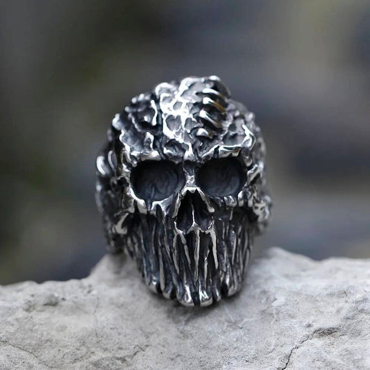 Gothic Punk Satanic Devil Skull Vintage Steampunk Men's Stainless Steel Ring