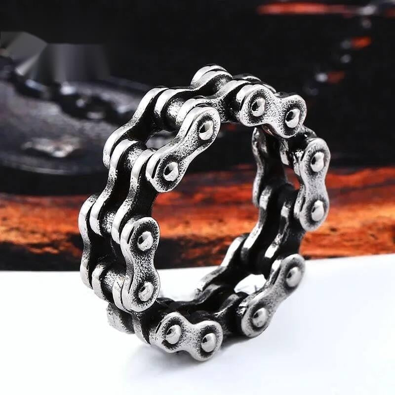 Link Chain Punk Ring - Stainless Steel Trendy Men's Rock Jewelry