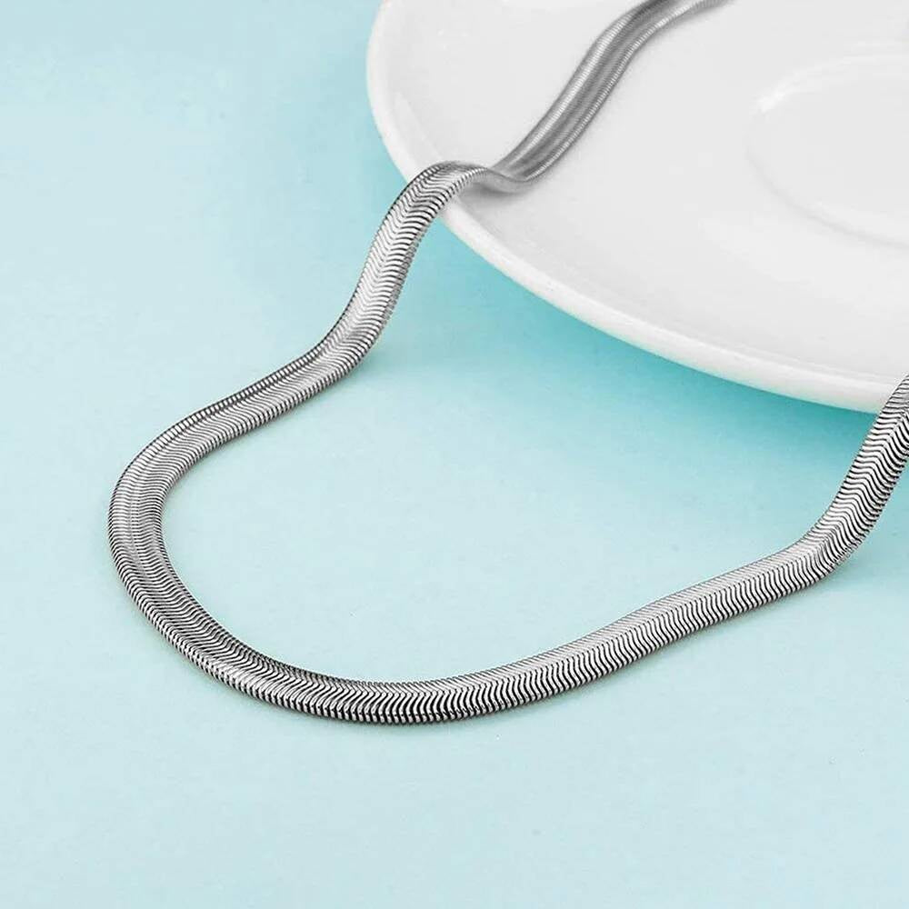 1 piece Width 4mm/6mm/8mm Chain Necklace for Men Women Stainless Steel Flat Snake Solid Chains