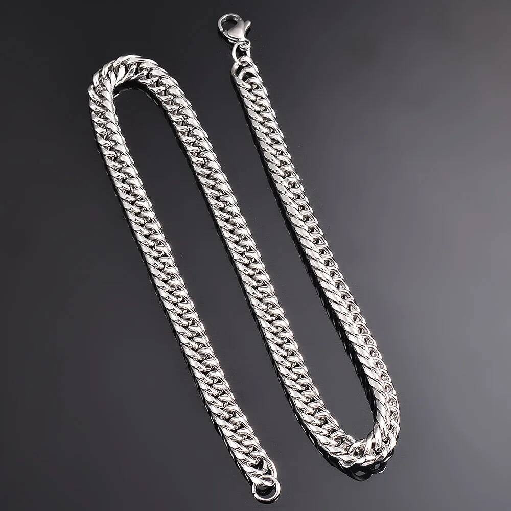 1 piece Mens Stainless Steel Curb Cuban Bracelet High Quality Link Chain Necklace Punk Heavy Jewelry Gift