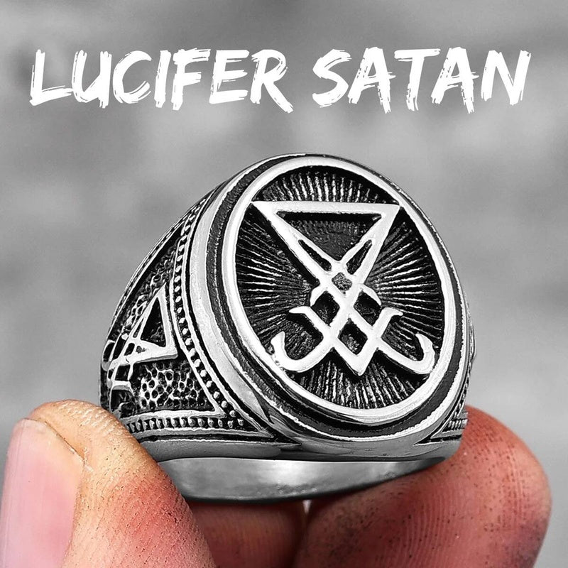 Lucifer Satan Gothic Ring 316L Stainless Steel Punk Jewelry for Men R781-Satan