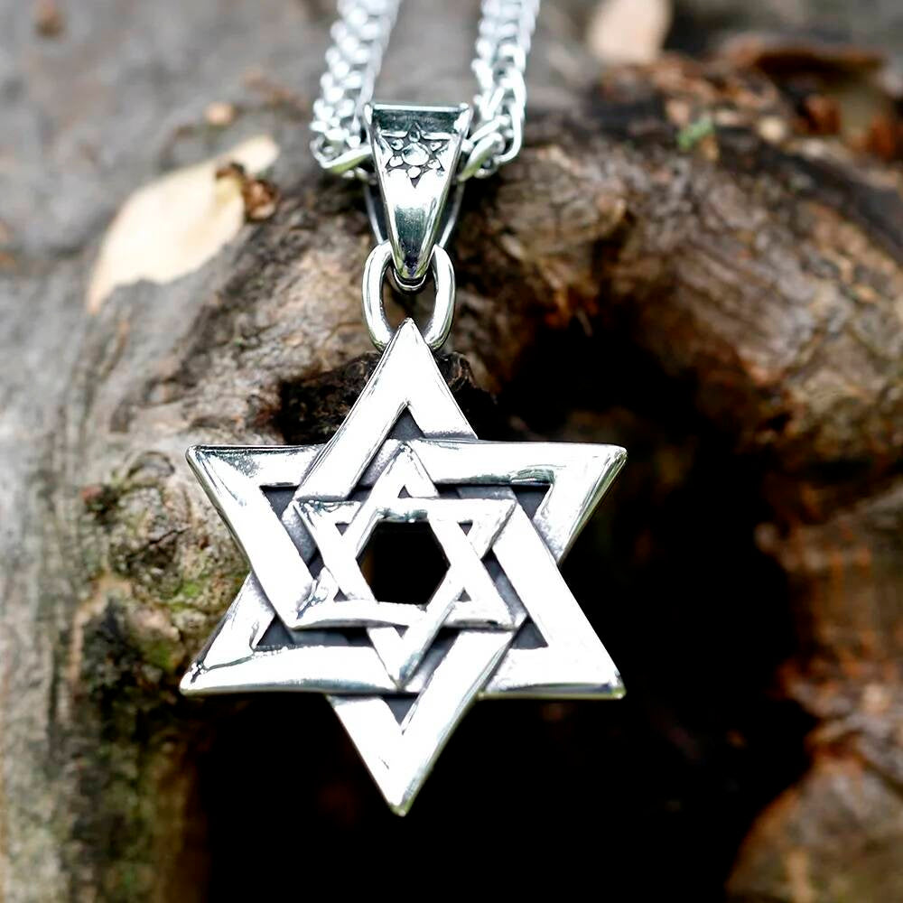 Star of David Pendant Necklace – Stainless Steel Judaica Jewelry