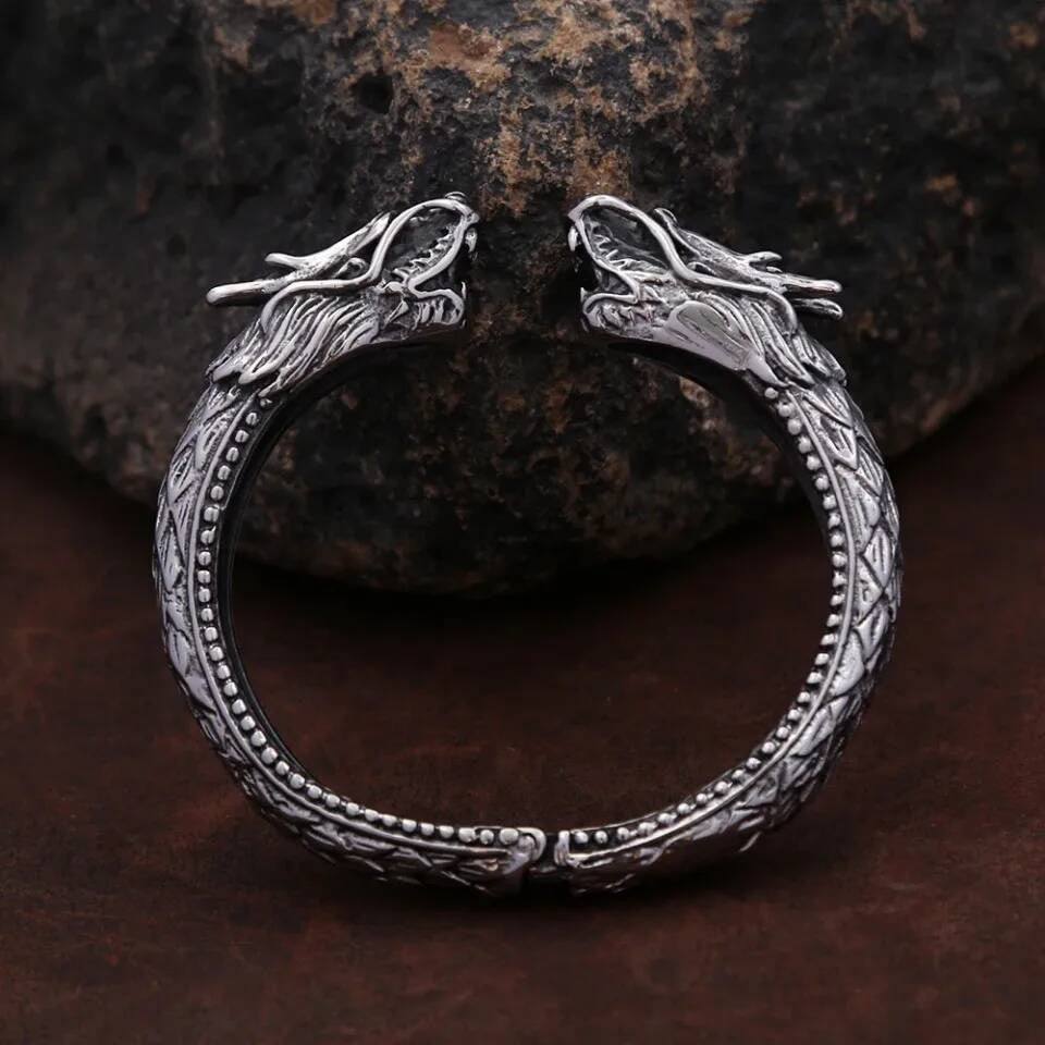 Viking Double Dragon Bracelet – Stainless Steel Norse Armring