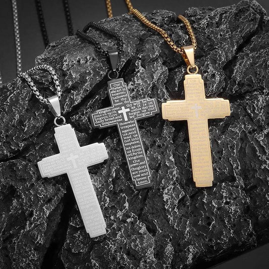 316L Stainless Steel Cross Chain Necklace For Men Religious Jesus Accessory
