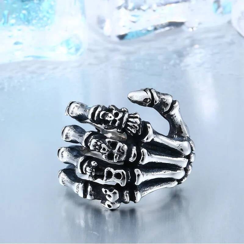 Cool High Polished Finger Bone Ring For Men Biker Jewelry