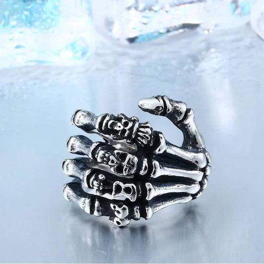 Cool High Polished Finger Bone Ring For Men Biker Jewelry
