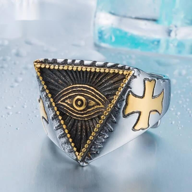 316L Stainless Steel Ring Top Quality New Of Providence All-Seeing Eye Cool Movie Ring gold