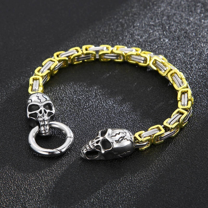 6mm Colorful Royal Skull Bone Chain Bracelet Men Stainless Steel Jewelry