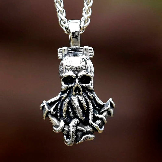 316L Stainless Steel Skull Pendant with Tentacles – Gothic Viking Jewelry for Men & Women