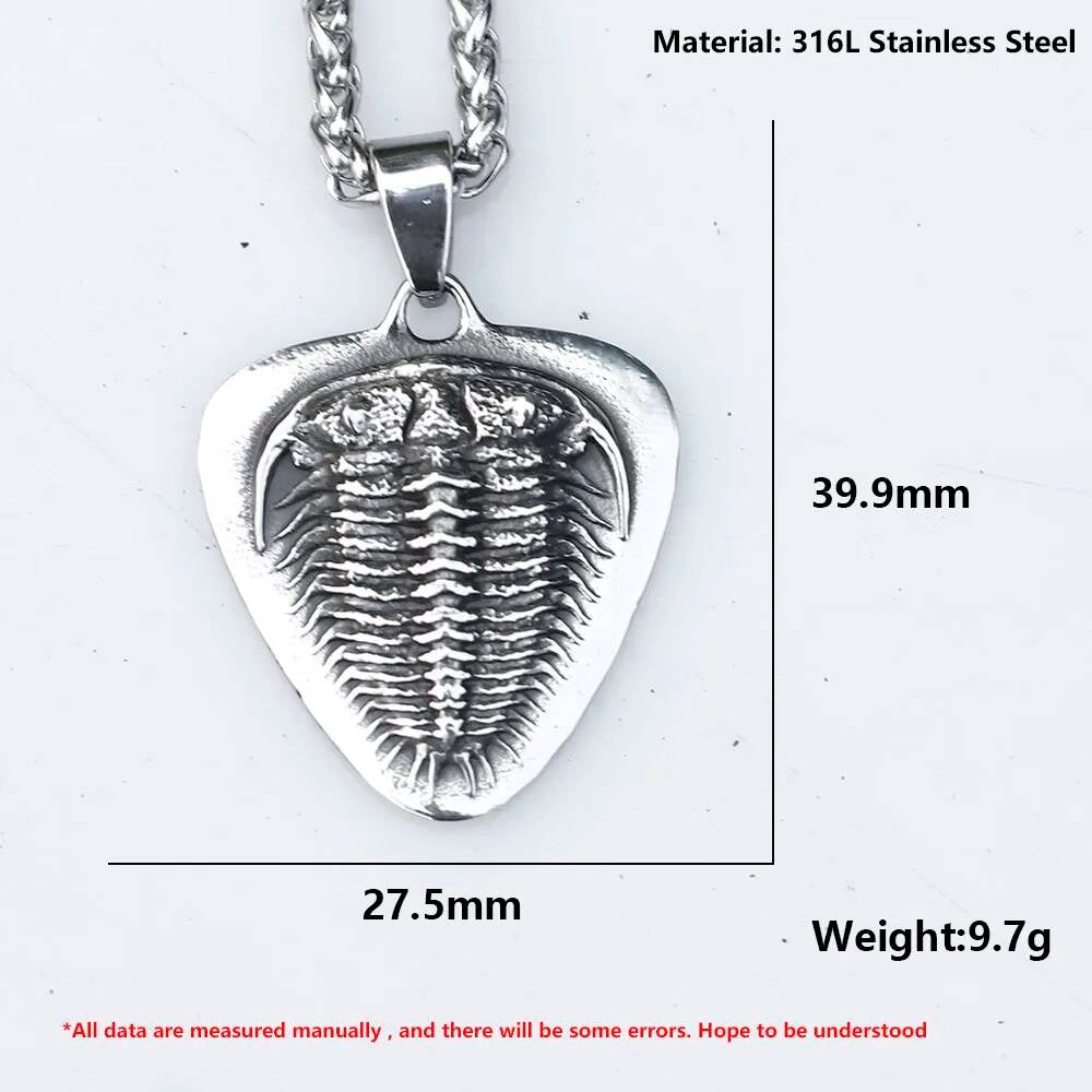 Trilobite Fossil Pendant Necklace - Unique Stainless Steel Prehistoric Amulet for Men