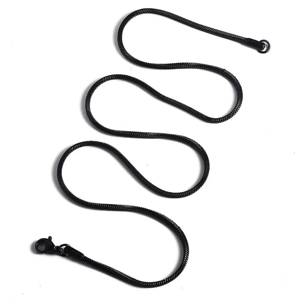 1 piece Black 316 Stainless steel Square Snake Chain Men Women Necklace Jewelry Width 0.9/1.2/1.5/2.0mm