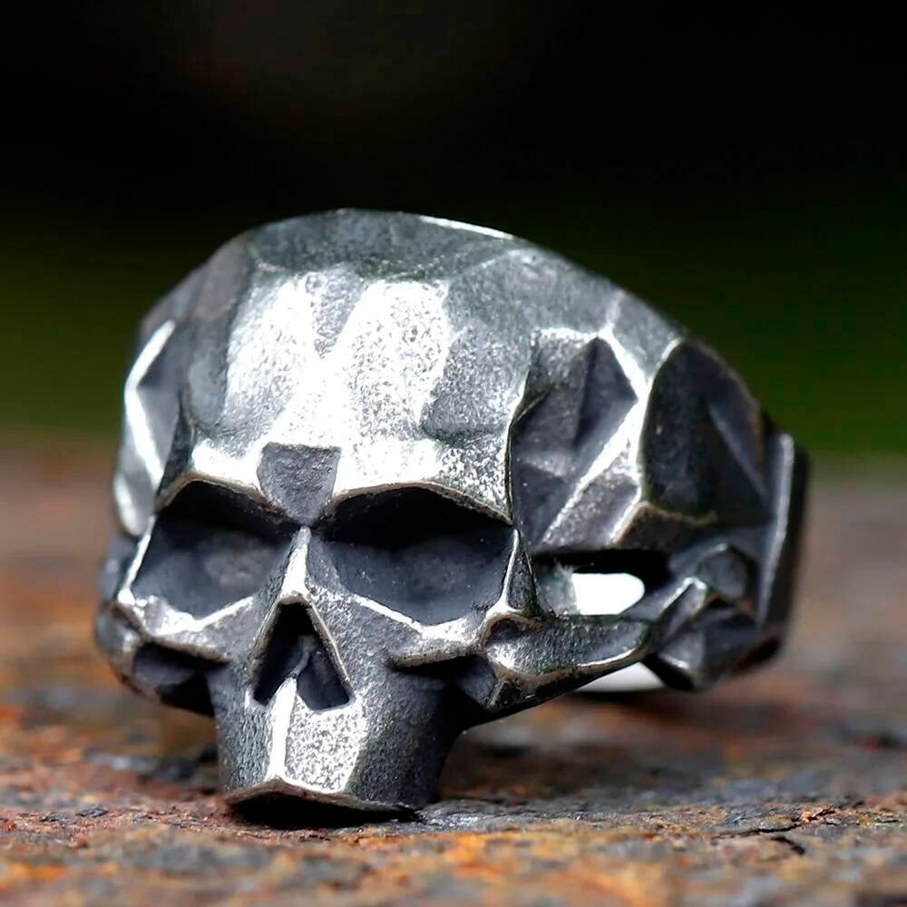 Retro Geometry Skull Ring – 316L Stainless Steel Biker-Hip Hop Statement Band 13