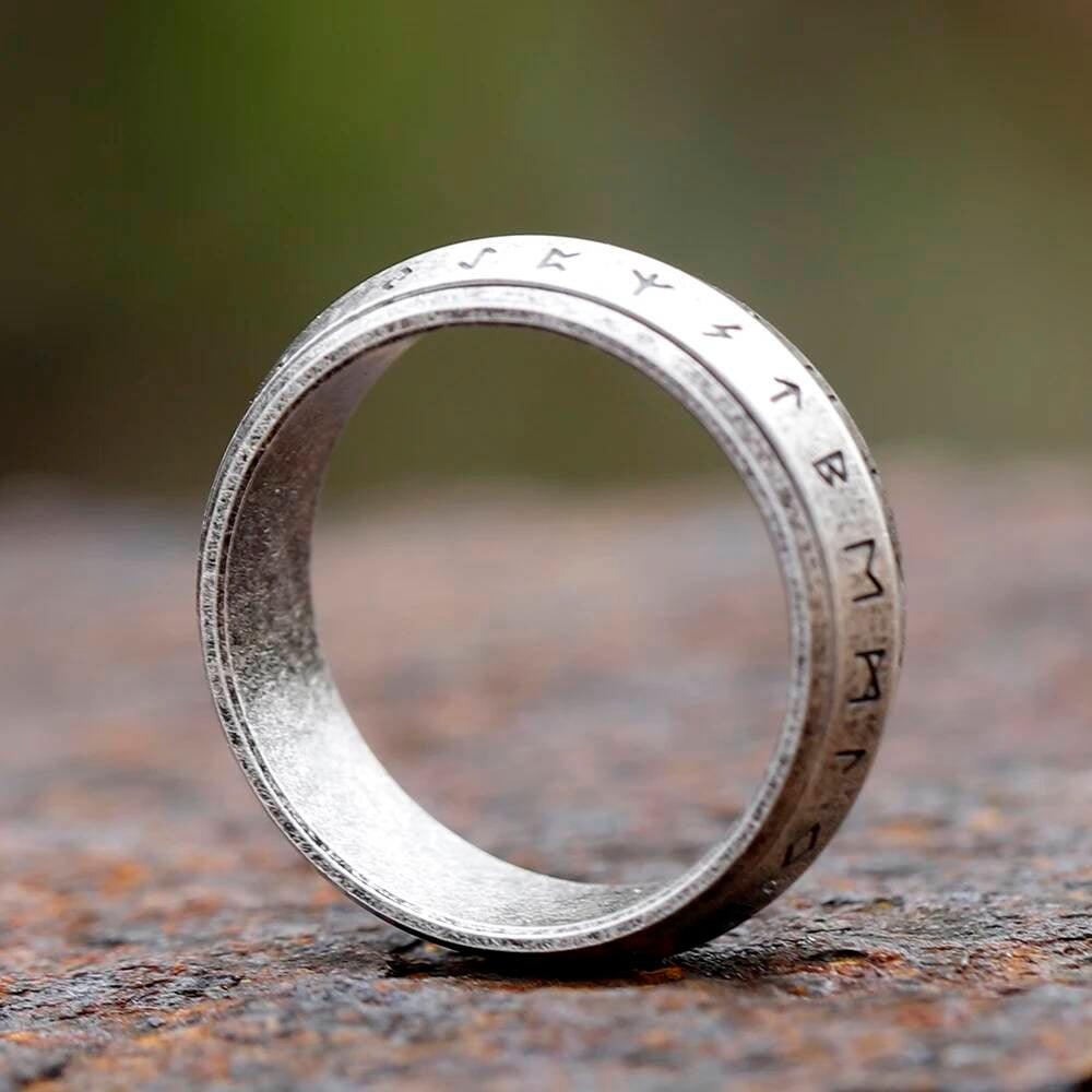 Rotatable Viking Rune Ring – 316L Stainless Steel Multicolor Spinner Band