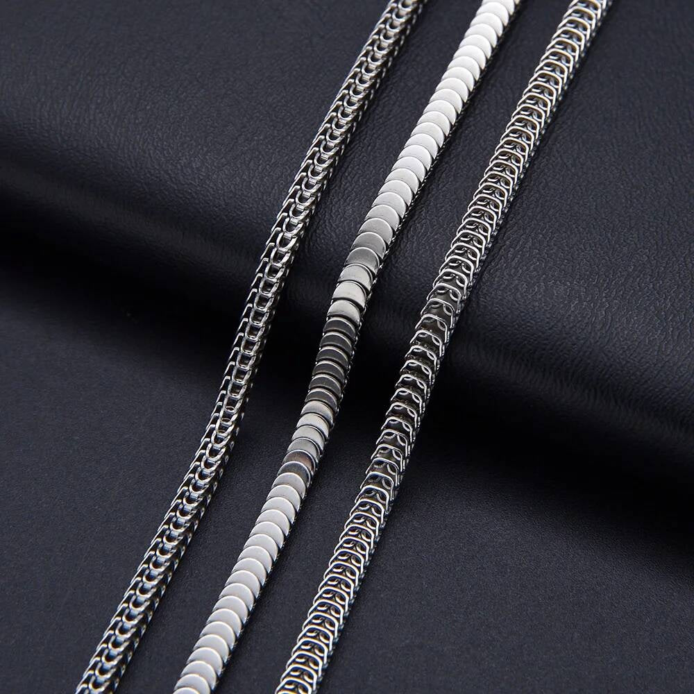 1 piece Width 4mm Fish Scales Chain Necklace for Men Women Stainless Steel Solid Chains Jewelry