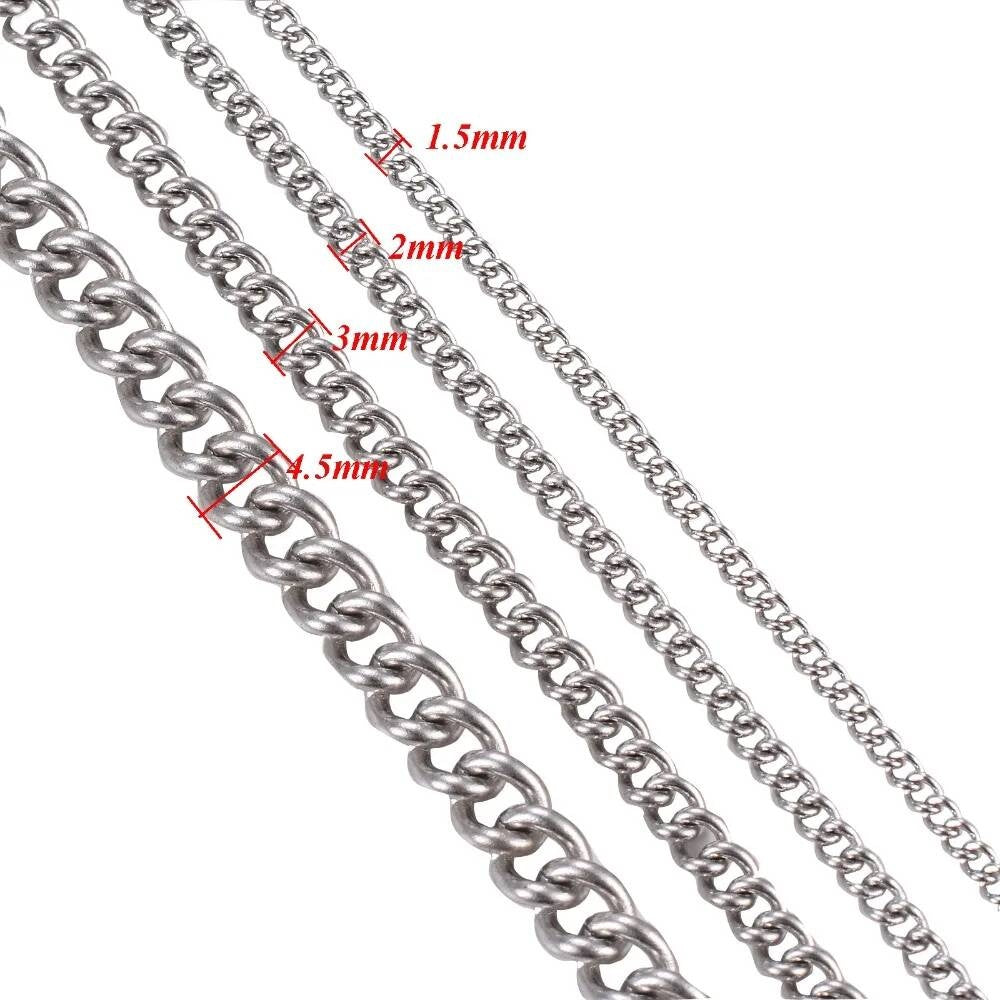 1Pc Stainless Steel Basic Link 1.5/2/3/4.5mm chain for DIY pendant necklace jewelry making