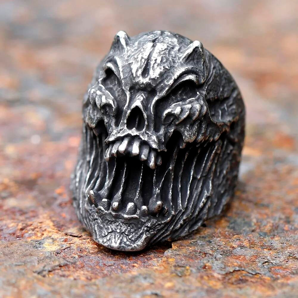 Retro Gothic Skull Ring - Stainless Steel Men's Biker Punk Jewelry Gift