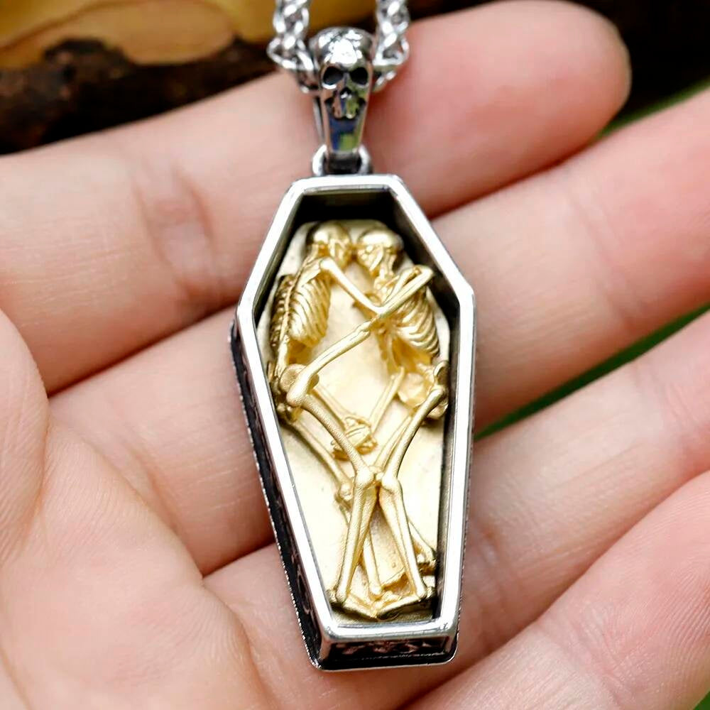 Gothic Cross Pendant Necklace – Stainless Steel Medieval Cross with Celtic Patterns