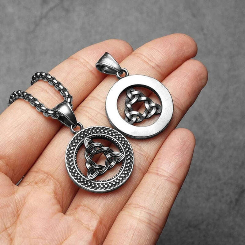 Celtic Triquetra Knot Pendant – Stainless Steel Circle Amulet Necklace