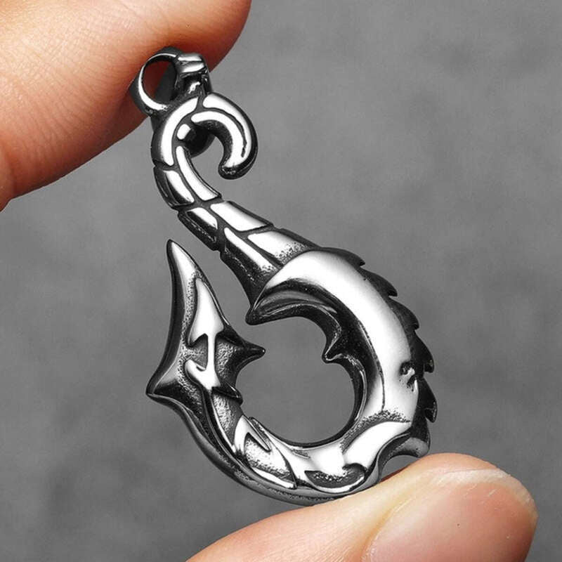 Scorpion Hook Pendant Necklace, Silver Tribal-Inspired Jewelry with Bold Design