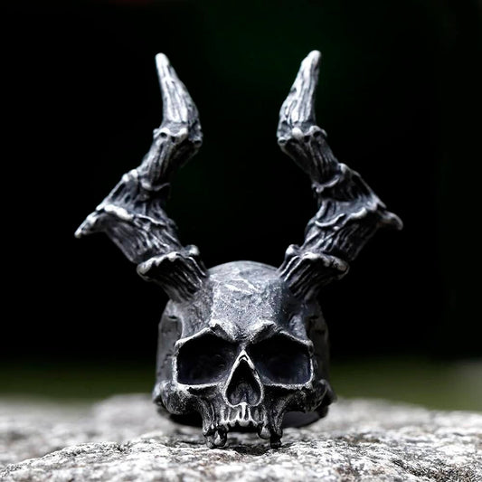 Vintage Gothic Skull Ring – 316L Stainless Steel Skeleton Statement Band