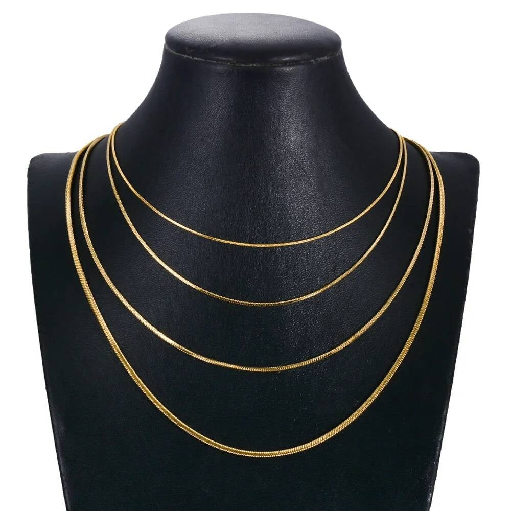 1 piece Width 0.9mm/1.2mm/1.5mm Gold Color Square Snake Chain Men Women 316 Stainless steel Necklace Jewelry